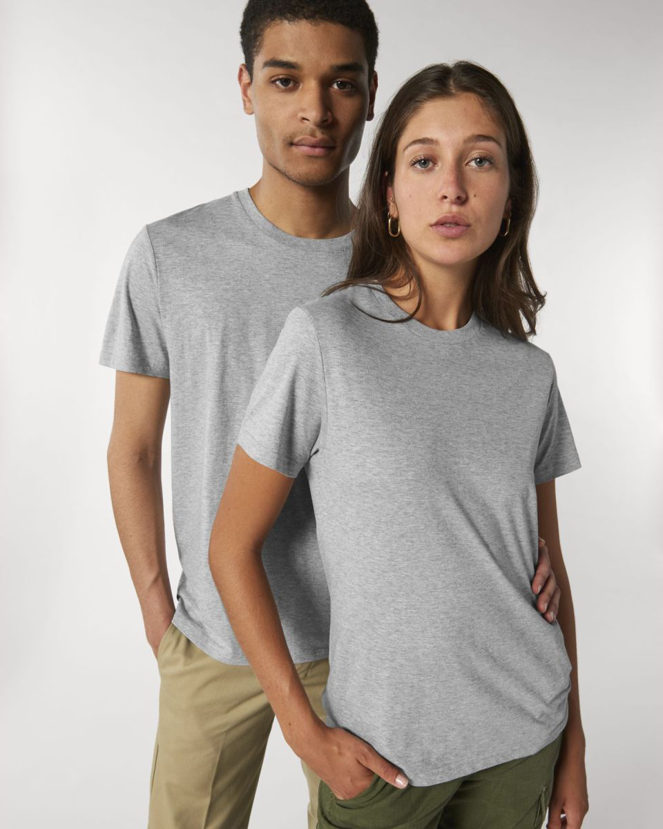Stanley/Stella Rocker unisex grey T-shirt – essential organic cotton model, perfect for decoration.